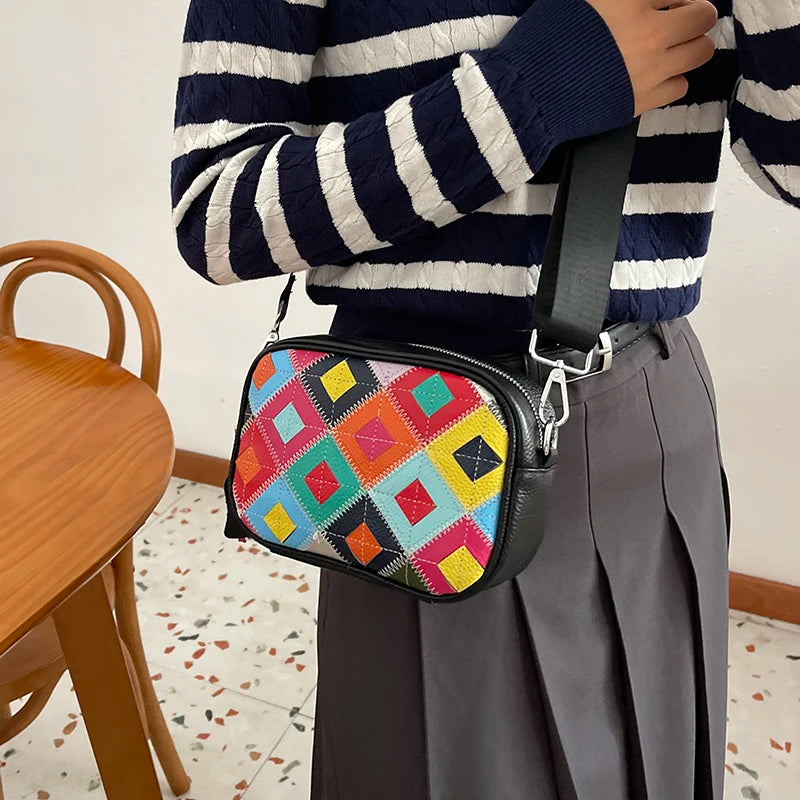 Kleine Bunte Ledertasche – Luxus Damen Handtasche, Crossbody & Schultertasche in Hochwertiger Verarbeitung