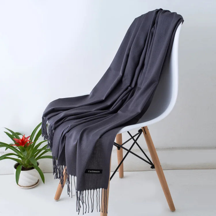 Damen Pashmina Schal | Weich wie Kaschmir | Warmer Winter Schal, Reise- & Büro-Accessoire Kaufschwan® Grau 70x200CM