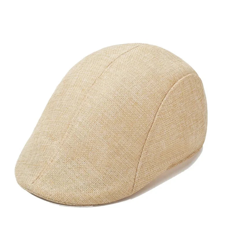Herren Vielseitige Baumwoll-Leinen Barett Mütze | Frühling & Herbst Britische Retro Duckbill Cap | Atmungsaktive Maler Kappe Mode Accessoire Kaufschwan® Alle Werften hellbraun