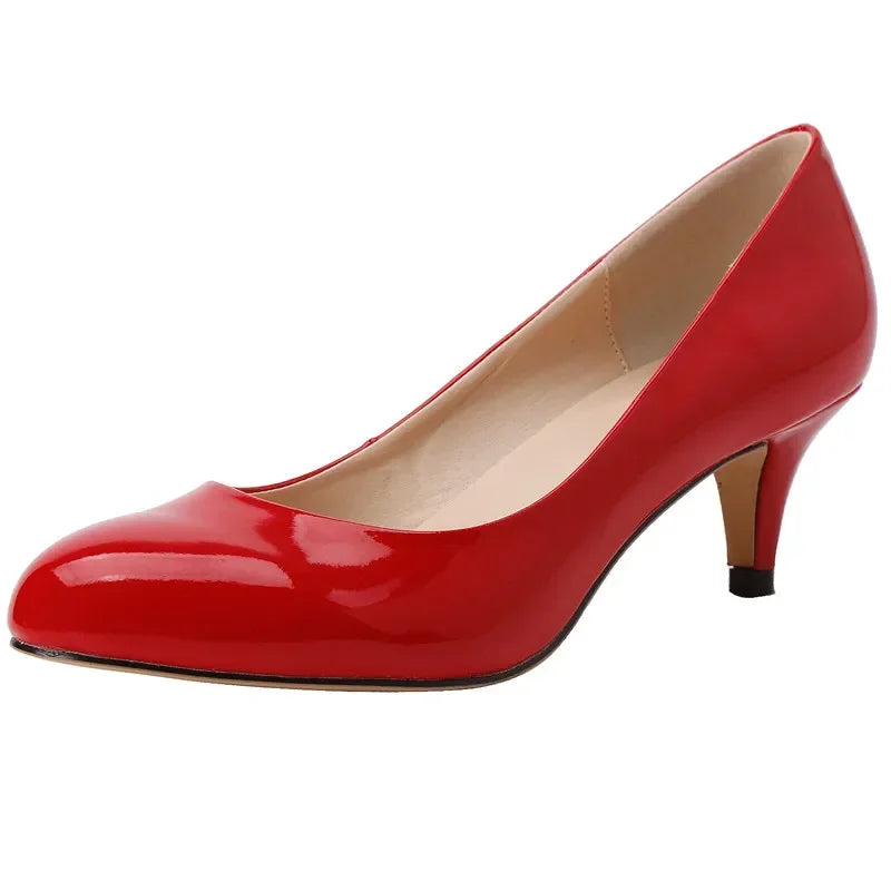 Damen Lackleder-Business-Pumps – Spitzes Design & 5 cm Absatz | Elegante Schuhe für Büro, Business & Formelle Anlässe Kaufschwan® Rot 35