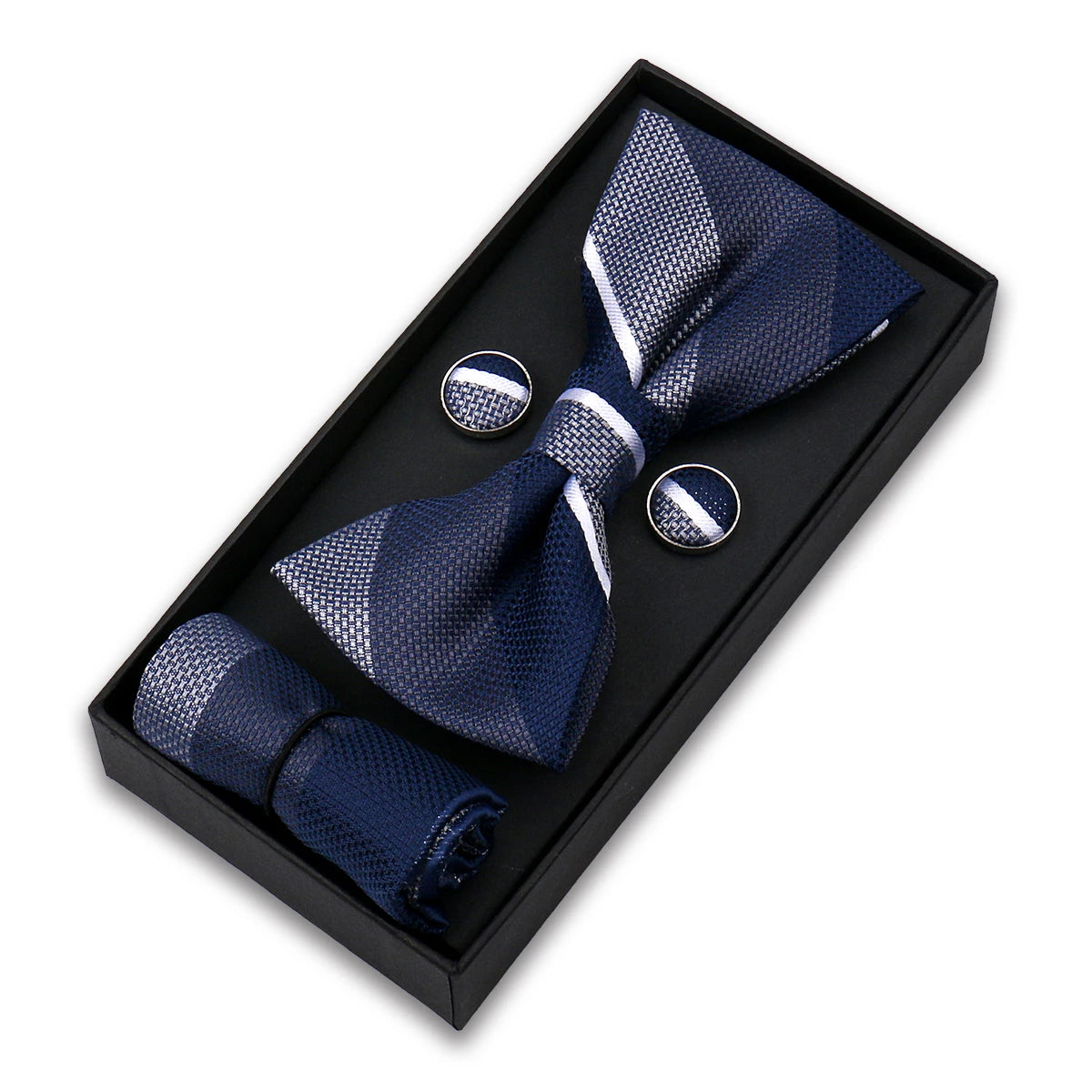 Herren Fliegen-Set – 3-teiliges Geschenkset mit Fliege, Einstecktuch & Manschettenknöpfen | Elegantes Rotes Accessoire für Business & Hochzeit