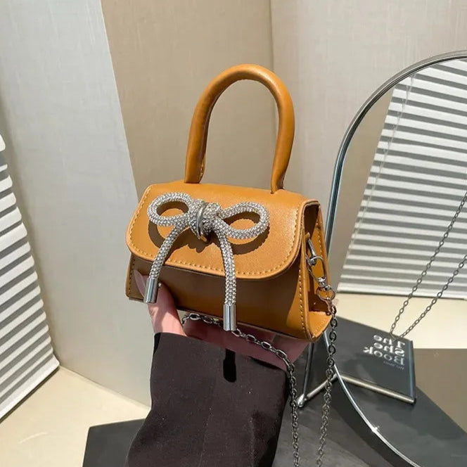 Bunte Schultertasche mit Schmetterlingsknoten – PU Leder Crossbody Ketten-Satchel & Handtasche für Damen Kaufschwan®