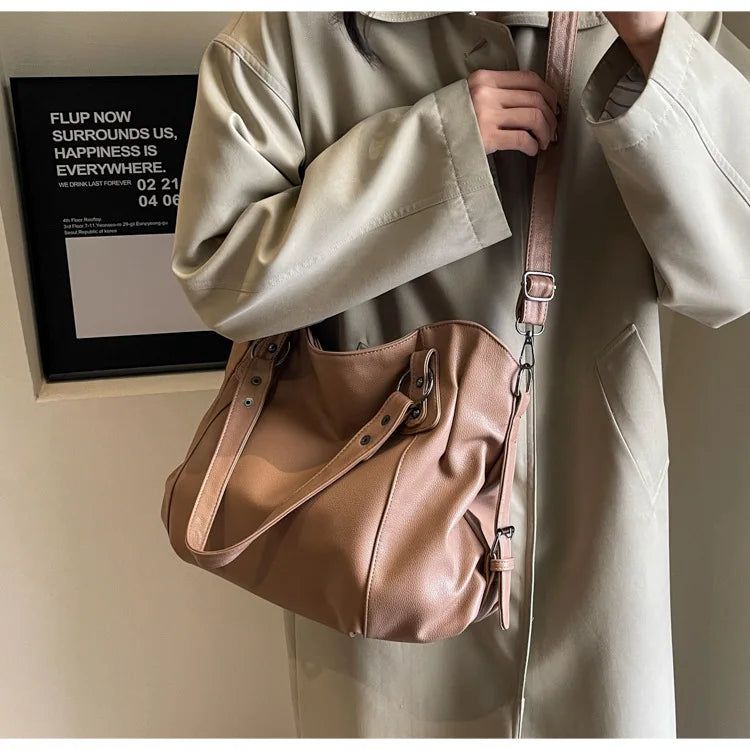 Damen Schultertasche – Hochwertige Kunstleder Handtasche mit Kontrastfarben | Weiches Innenfach & Reißverschluss