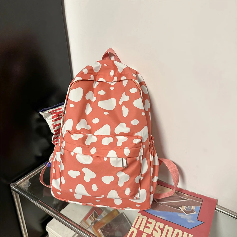 Rucksack mit Kuhmuster für Damen | Leichter & Vielseitiger Studenten-Rucksack | Gymnasium & Alltag Kaufschwan® Orange