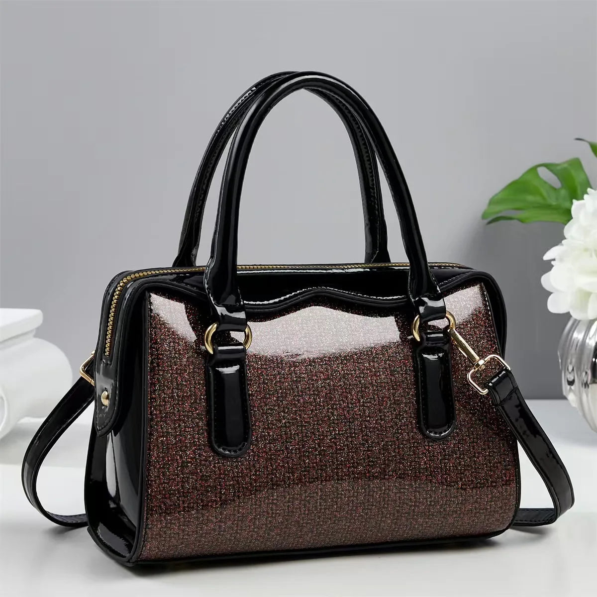 Große Damen Crossbody Tasche – Ein-Schulter PU Tote im Street Style | Weiche Quadratische Handtasche mit Reißverschluss Kaufschwan® Braun