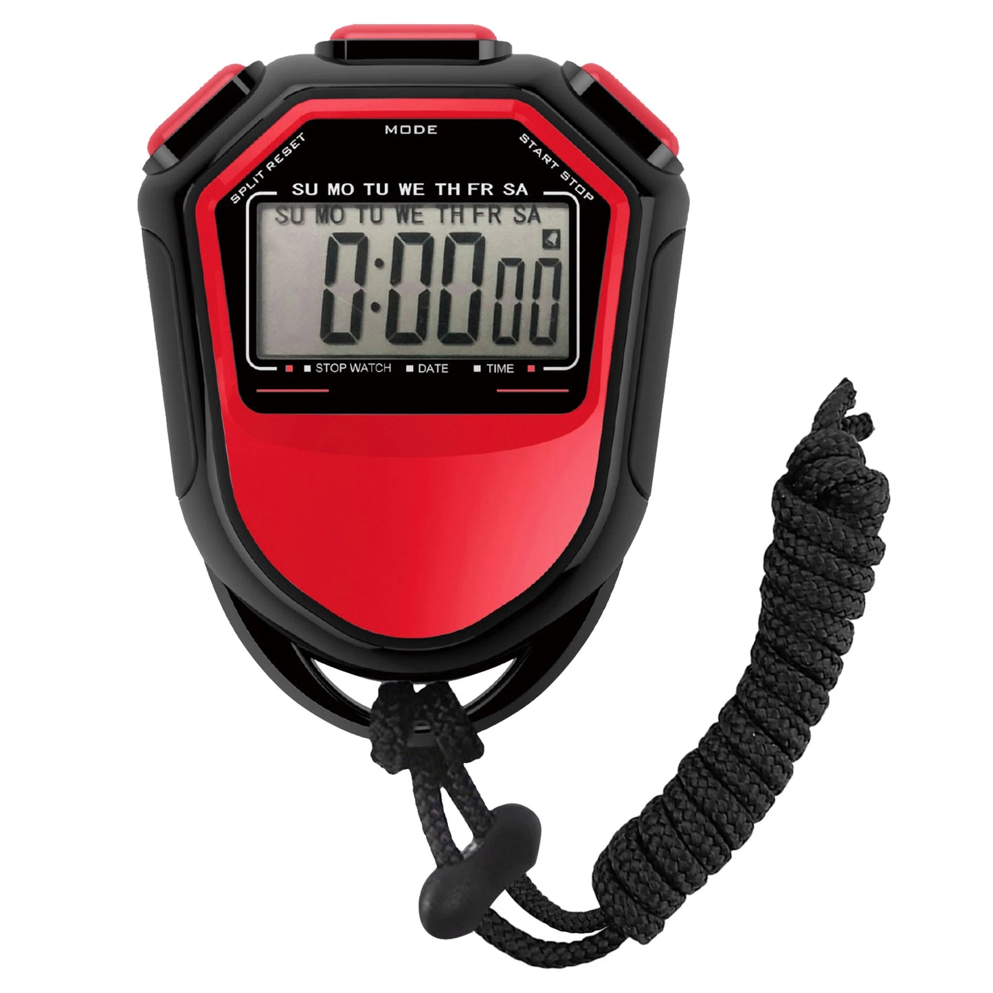 Wasserdichte Digitale Stoppuhr – Handheld LCD Sport Timer mit Band | Chronograph Zähler für Schwimmen, Laufen & Fußballtraining Kaufschwan® Rot