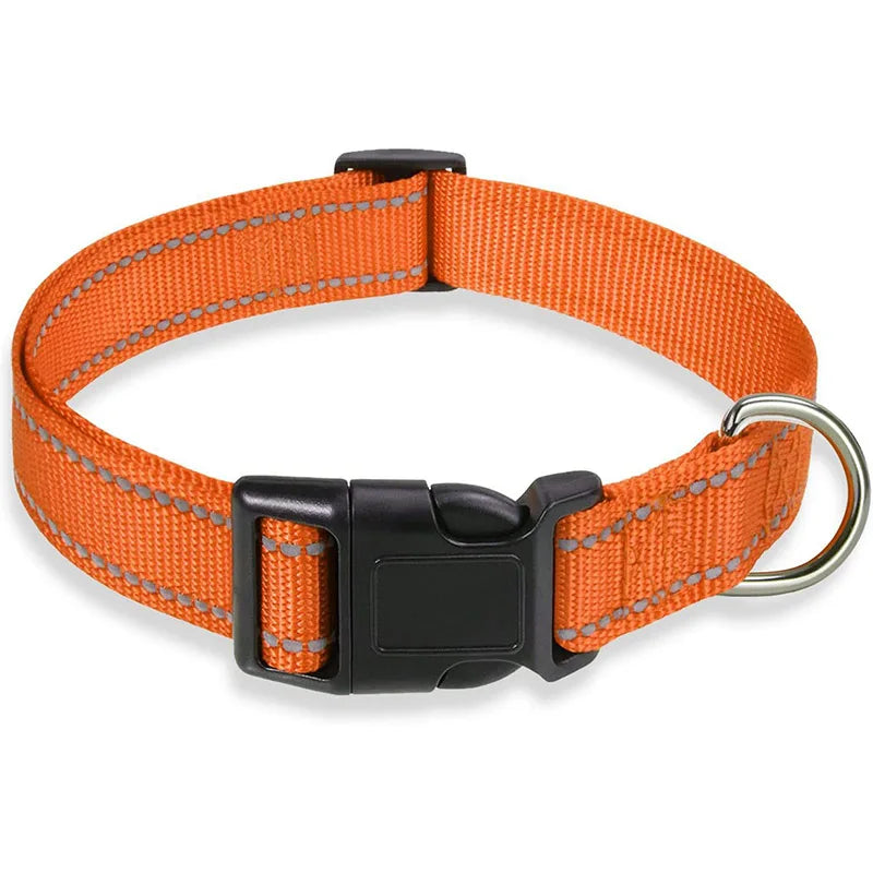 Reflektierendes Nylon Hundehalsband mit Leine Verstellbar Sicherheits Set für Kleine Mittelgroße Hunde Kaufschwan® Orange S 2x25-35cm