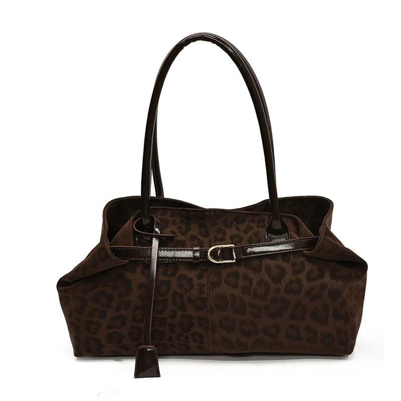 Leopard PU Leder Schultertasche für Damen – Luxus Designer Trend Tote | Handtasche mit Kurzem Griff & Damen Geldbörse