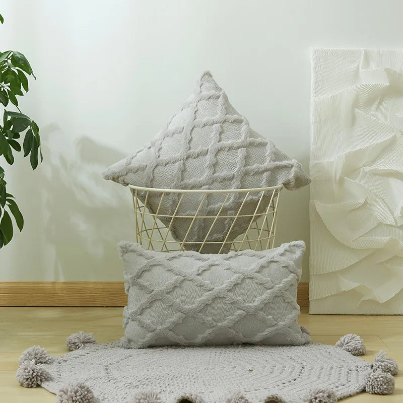 Weiche Plüsch-Wollkissenbezüge | Luxus Stil Kissenhüllen | Europäische Dekoration für Sofa & Schlafzimmer | Creme & Khaki Weihnachten Kaufschwan® Hellgrau 30x50cm 1pcs cover