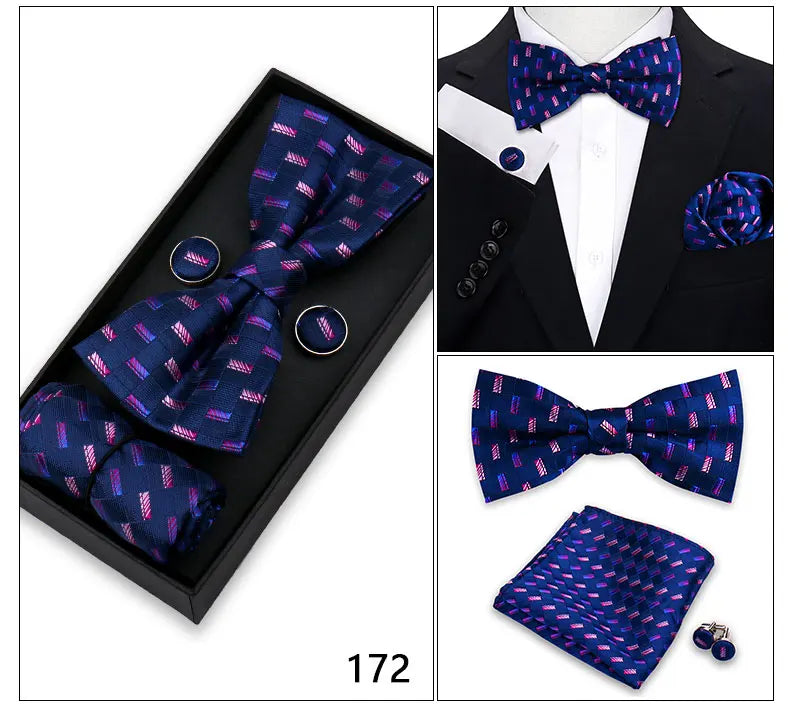 Herren Fliegen-Set – 3-teiliges Geschenkset mit Fliege, Einstecktuch & Manschettenknöpfen | Elegantes Rotes Accessoire für Business & Hochzeit Kaufschwan®