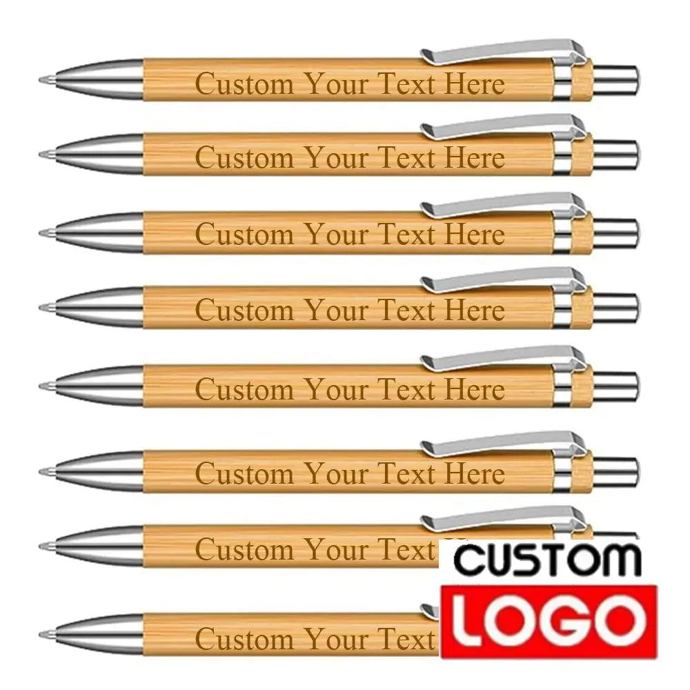 20–200 Stück Bambus-Kugelschreiber mit Gravur – Personalisierter Logo- – Kaufschwan®