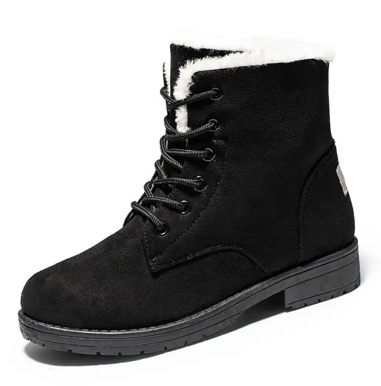 Damen Schneestiefel – Flache Plateau Winter Schuhe | Warme Kunstfell Gefütterte Plüsch Stiefel für Damen | Bequeme Winter Schuhe