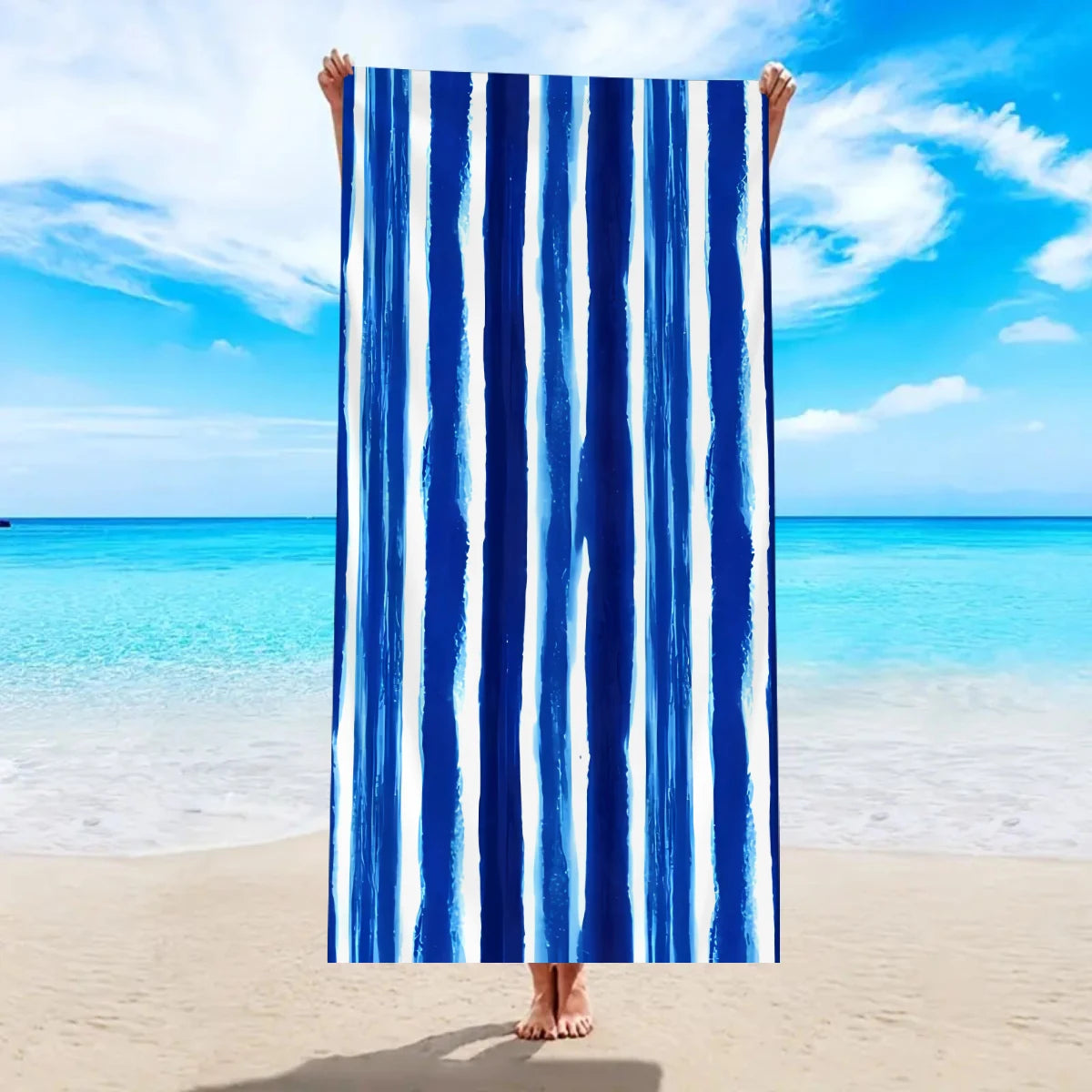 Modisches Großes Gestreiftes Strandtuch – Schnell Trocknend & Saugfähig | Weiches Schwimm- & Badehandtuch in Mehreren Farben