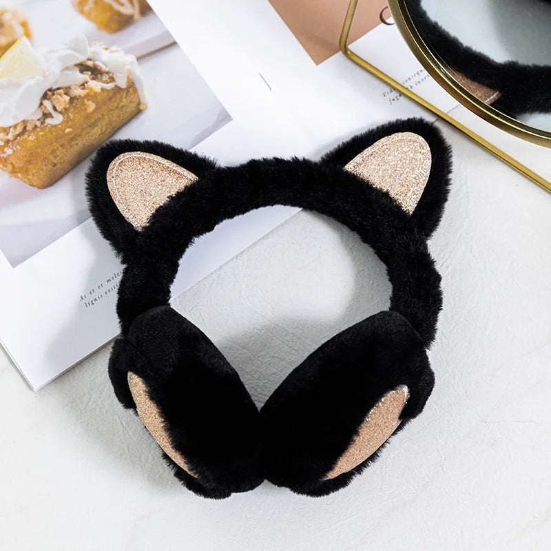 Herbst Winter Plüsch Ohrwärmer mit Katzenohren & Rosa Herz – Thermische Dicke Earmuffs für Kinder & Damen | Süß & Warm Kaufschwan®