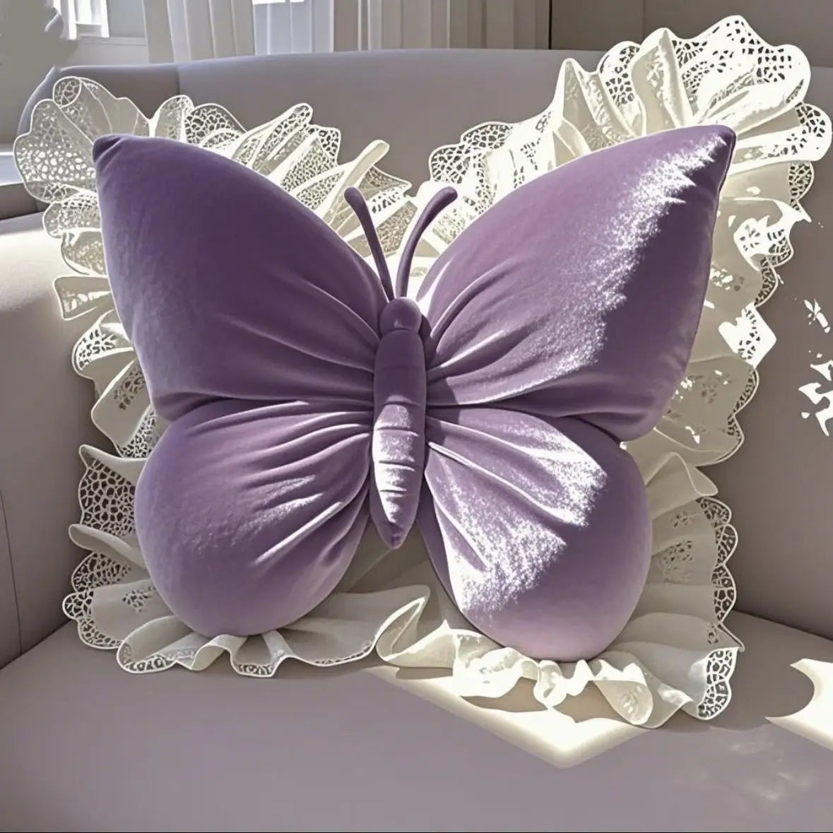 Süßes Prinzessin Schmetterling Kissen | Büro, Wohnzimmer, Schlafzimmer, Auto Sofa Kissen | Schleifen-Dekor Beschreibung: Kaufschwan® Lila 55x50cm