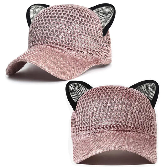 Damen Niedliche Katzenohren Mesh Baseballkappe | Verstellbare Sonnenschutz Baseballcap Kaufschwan®