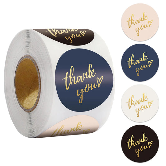 50–500 Stück 1-Zoll Blaue „Thank You“-Aufkleber – Runde Etiketten zum Versiegeln von Umschlägen | Für Hochzeit, Geschenke & Handgemachtes