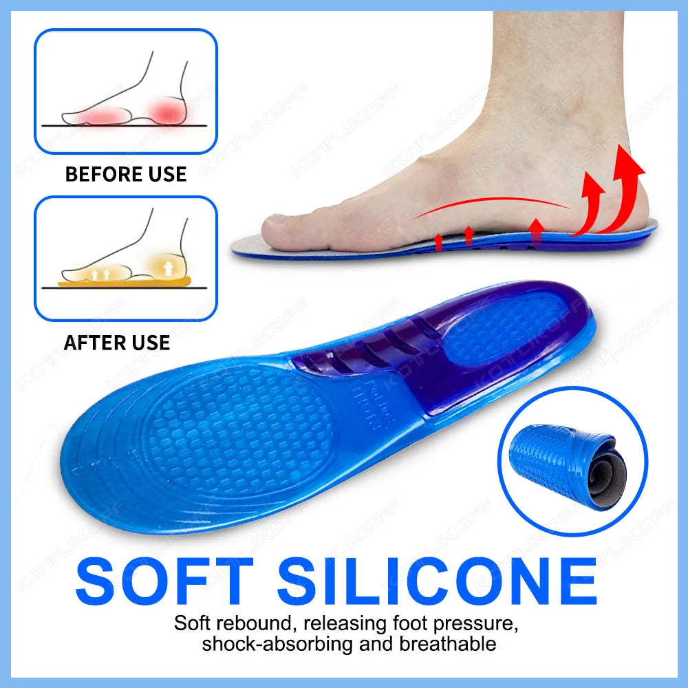 Silikon Gel Einlegesohlen für Schuhe | Weiche Stoßdämpfende Sportschuhe Einlagen | Rutschfeste Fußpflege Einlagen für Damen & Herren Kaufschwan®