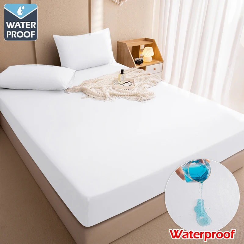 100% Wasserdichter Matratzenschoner – Spannbettlaken-Stil mit Gummizug | Einzel-, Doppel- & King-Size (140/160/180x200cm) Kaufschwan® Weiß 200X200X30CM