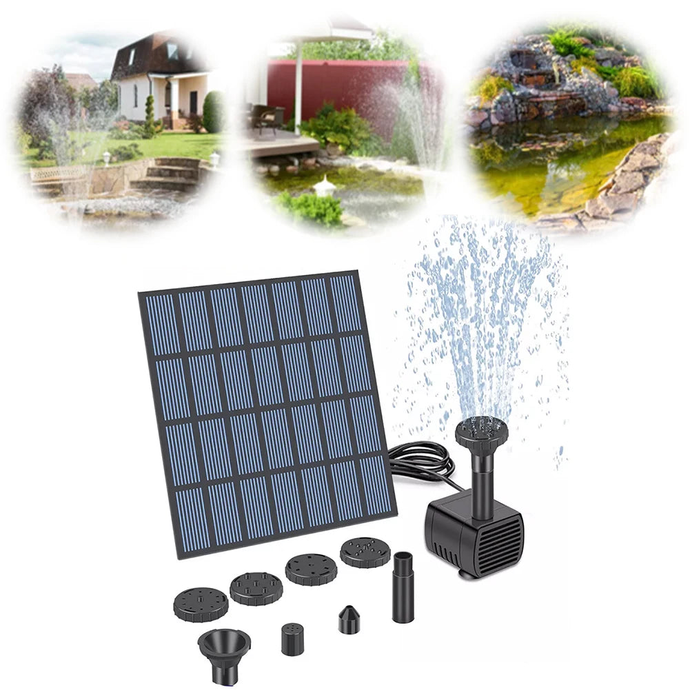 Solar-Wasserbrunnenpumpe mit Düsen – Solar-Teichpumpe Set | Für Garten, Pool, Teich & Aquarium Kaufschwan®