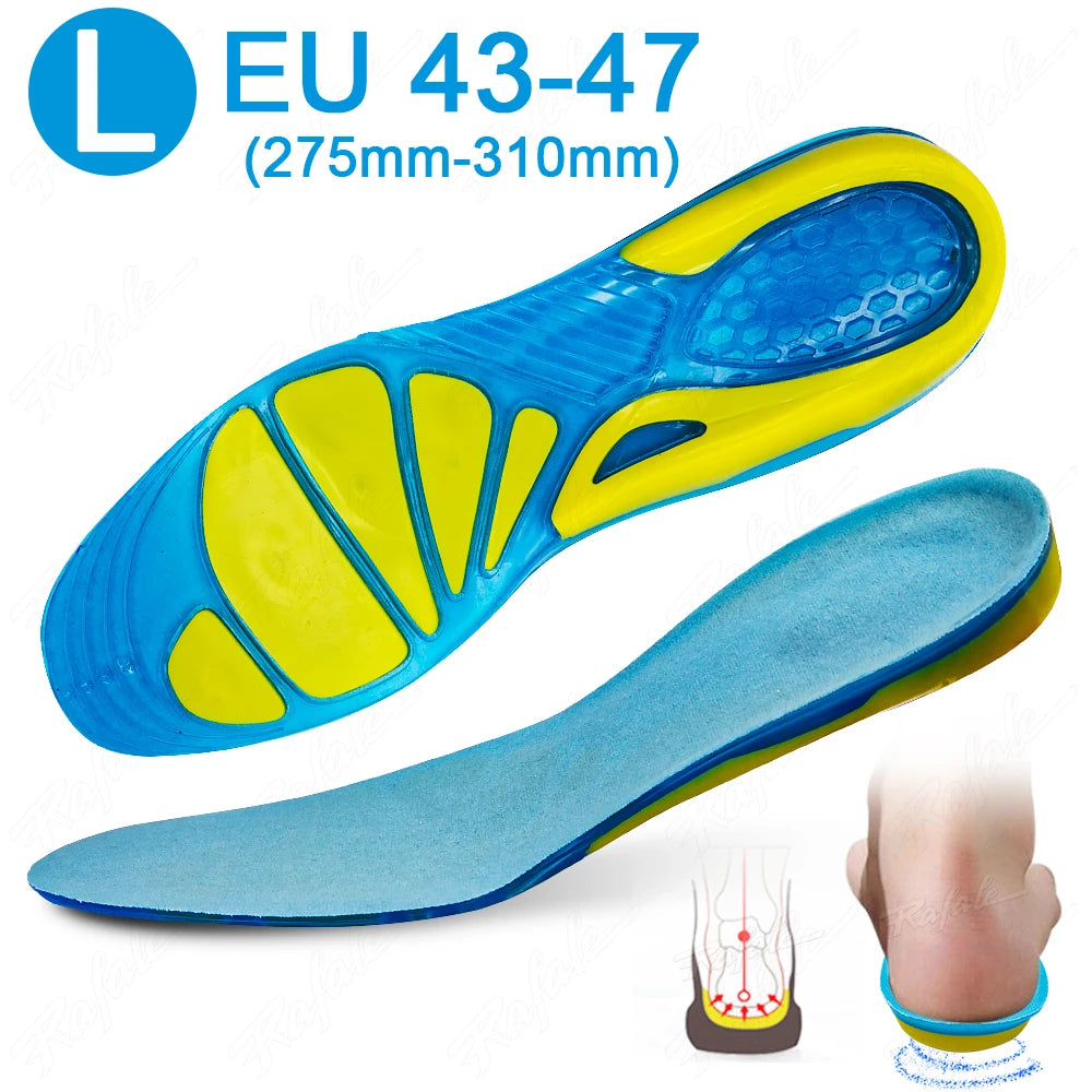 Silikon Gel Sport Einlegesohlen | Rutschfeste Orthopädische Schuhsohlen mit Stoßdämpfung & Fußmassage für Damen und Herren Kaufschwan® L EU 43-47 1 Pair