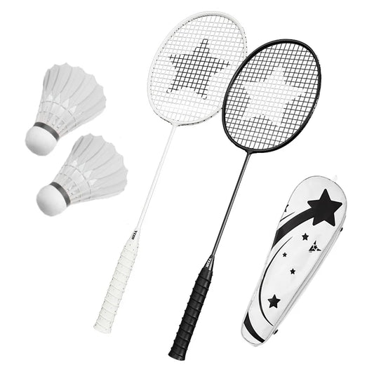 Professionelles Badminton Set – 4U Aluminium-Carbon Schläger mit 2 Federbällen & Tragetasche | Outdoor Trainings Battledore Set Kaufschwan®