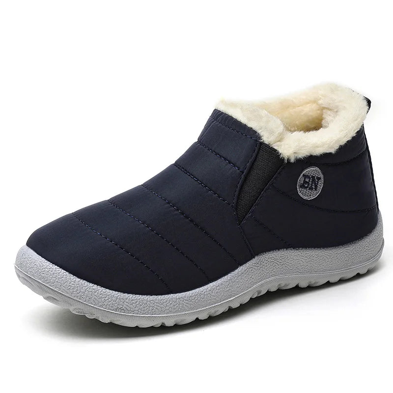 Warme Herren Schneestiefel – Unisex Wasserdichte Winter-Stiefeletten mit Plüschfutter | Rutschfeste Arbeits- & Outdoor-Schuhe Kaufschwan® Blau 35