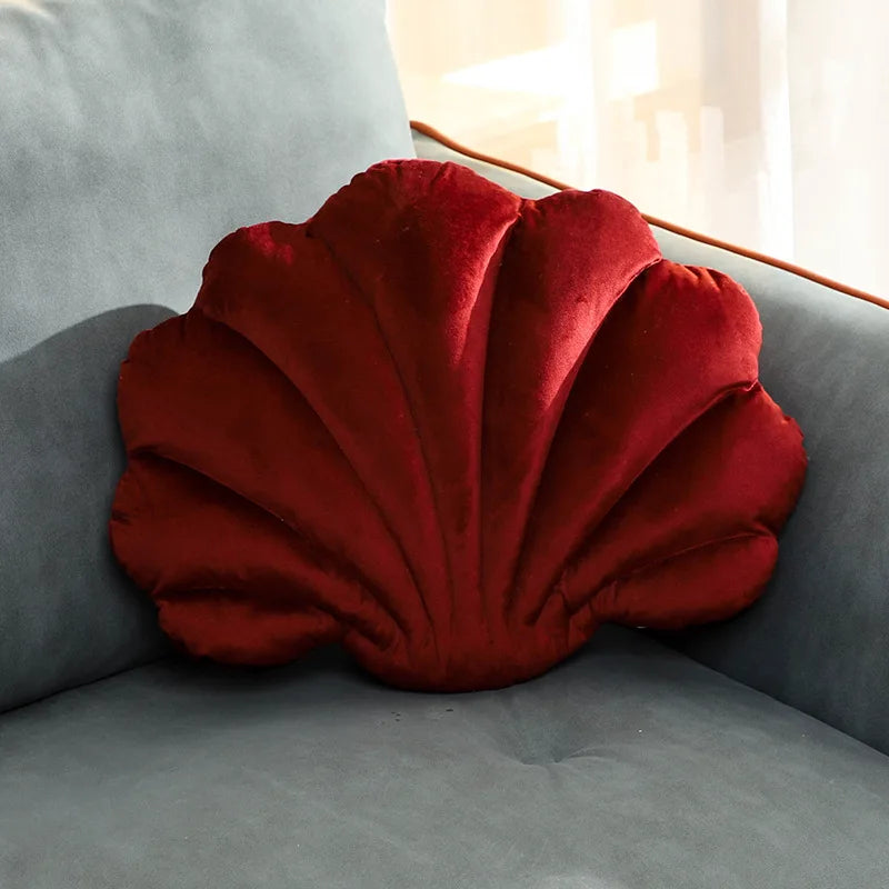Velours Kissen mit Füllung für Wohnkultur | Sofa Kissen mit Muschel Design | Geschenk | 32x25cm Kaufschwan®