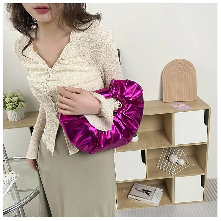 Metallic Falten Handtasche – Laser Silber Clutch & Schultertasche | Luxus Designer-inspirierte Damen Tote Kaufschwan®