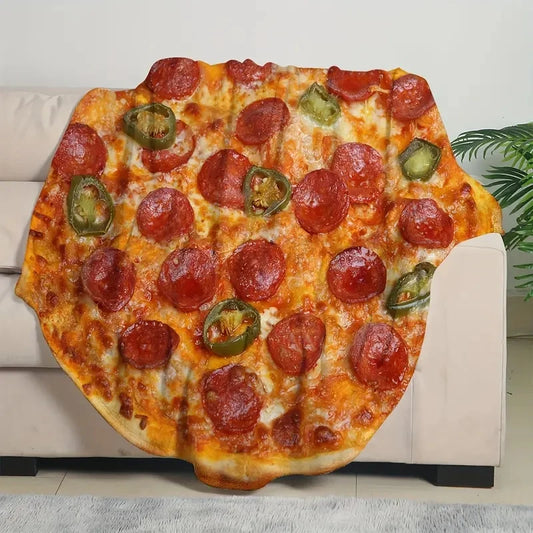 Warme & Weiche Pizza Flanell Decke – Runde Kuscheldecke für Zuhause, Sofa & Reisen Kaufschwan®