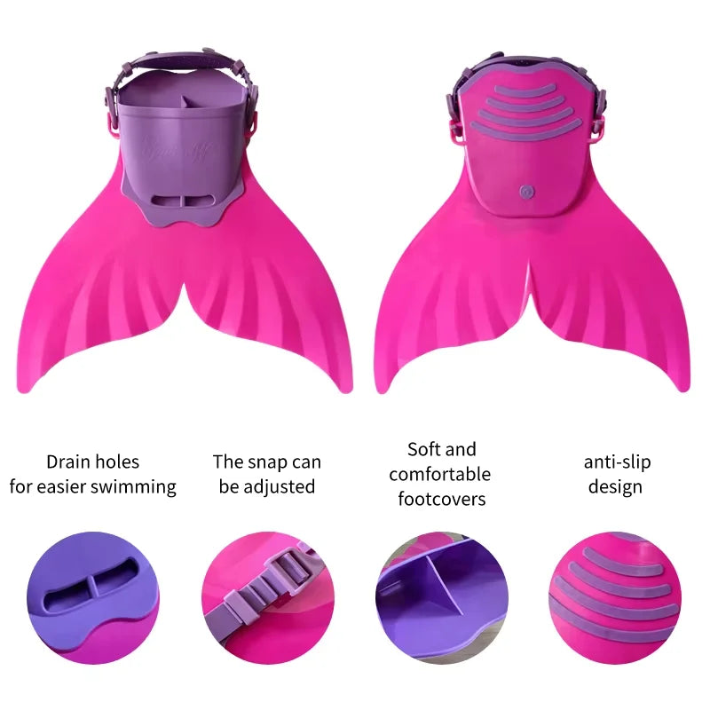 Kinder Meerjungfrau Monoflosse | Pinke Trainingsflosse | Membranflossen für Pool, Tauchen & Strandspaß Kaufschwan®