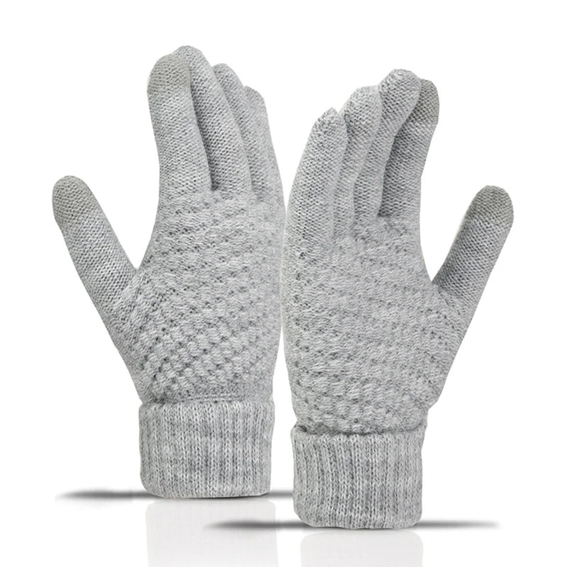 Winter Touchscreen Strickhandschuhe – Warme Unisex Vollfinger Handschuhe | Verdickte Strickhandschuhe aus Kunstwolle für Damen & Herren