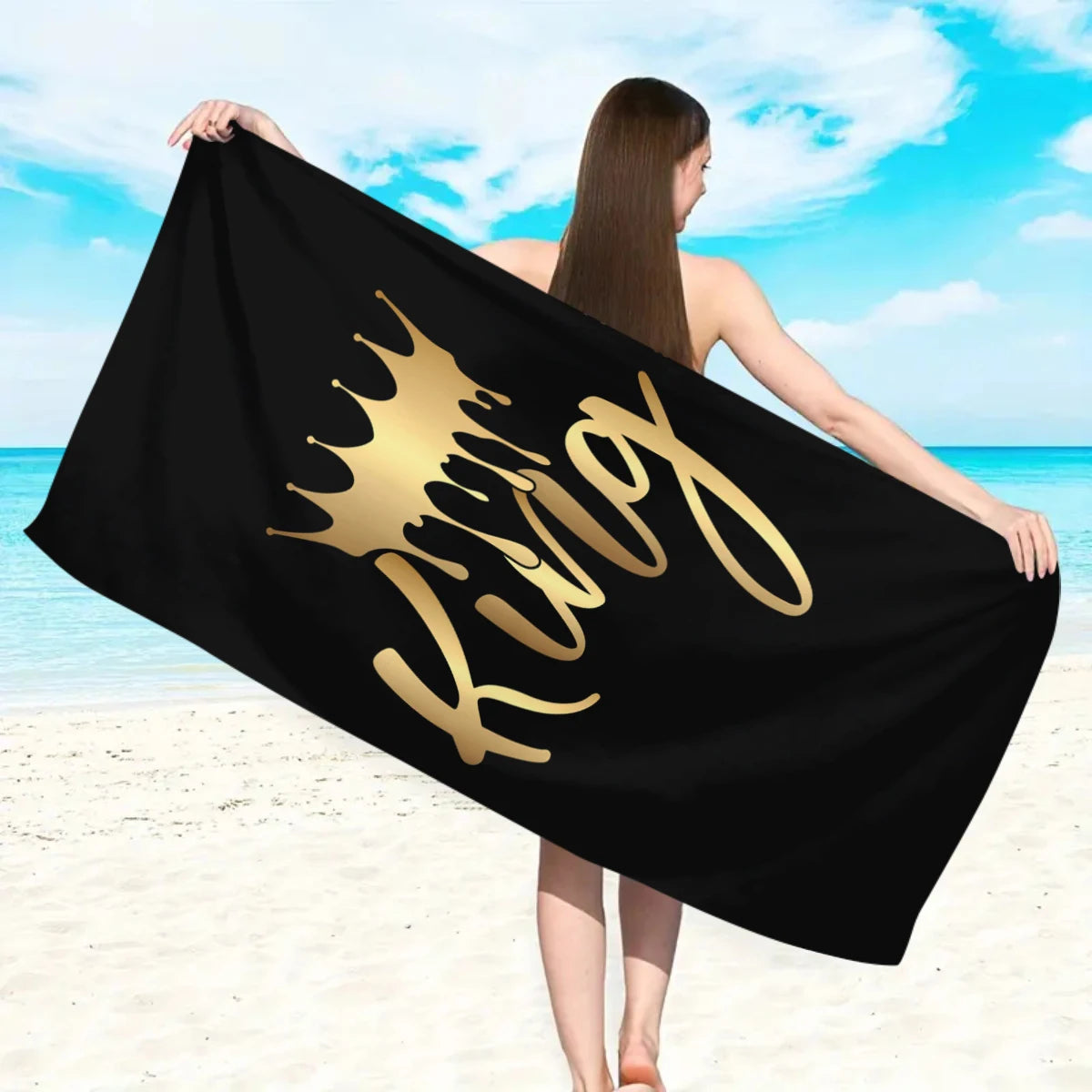 King & Queen Strandtücher – Schnell Trocknende Ultrafeine Mikrofaser Handtücher | Saugfähige Stranddecken für Schwimmen & Reisen