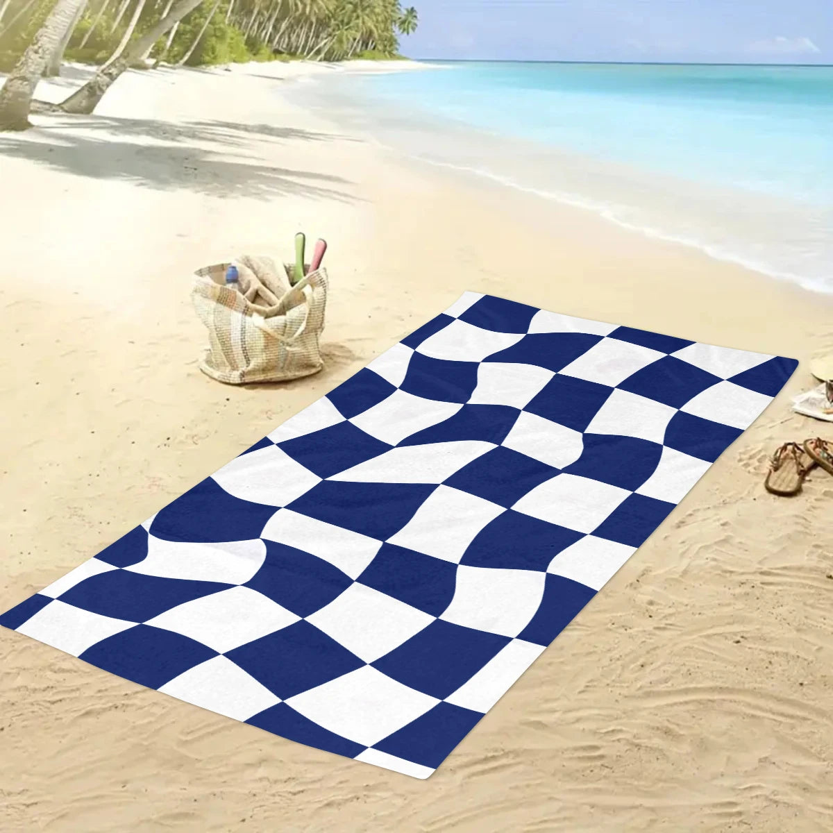 Modisches Kariertes Strandtuch – Schnell Trocknend & Saugfähig | Großes Mikrofaser Handtuch in Mehreren Farben für Strand & Reisen