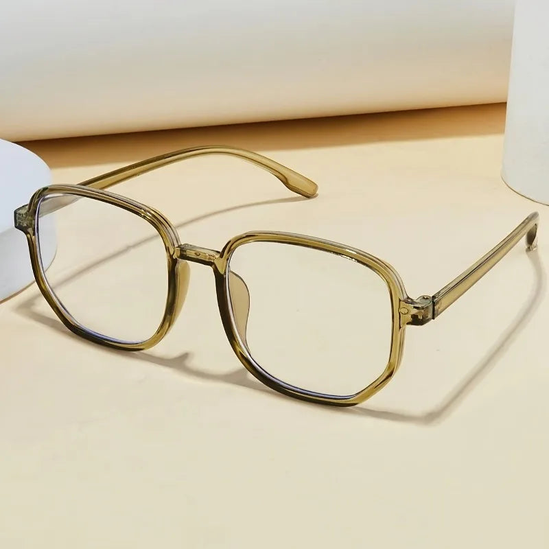 1 piece of women's jelly colored fashionable flat frame new retro simple irregular glasses suitable for daily outings Kaufschwan®