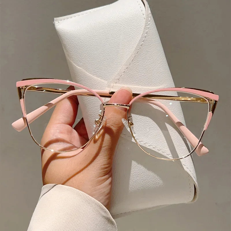 New Minimalist Metal Anti Blue Light Glasses for Women Fashion Cat Eye Glasses Business Computer Goggles Kaufschwan® 02