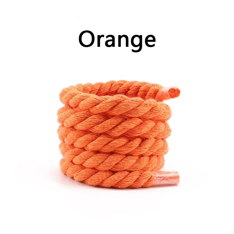 Runde Dicke Schnürsenkel – 1cm Baumwoll-Leinen Geflecht | Bunte Robuste Laces für Sneaker, Laufschuhe & Stiefel Kaufschwan® Orange 100cm