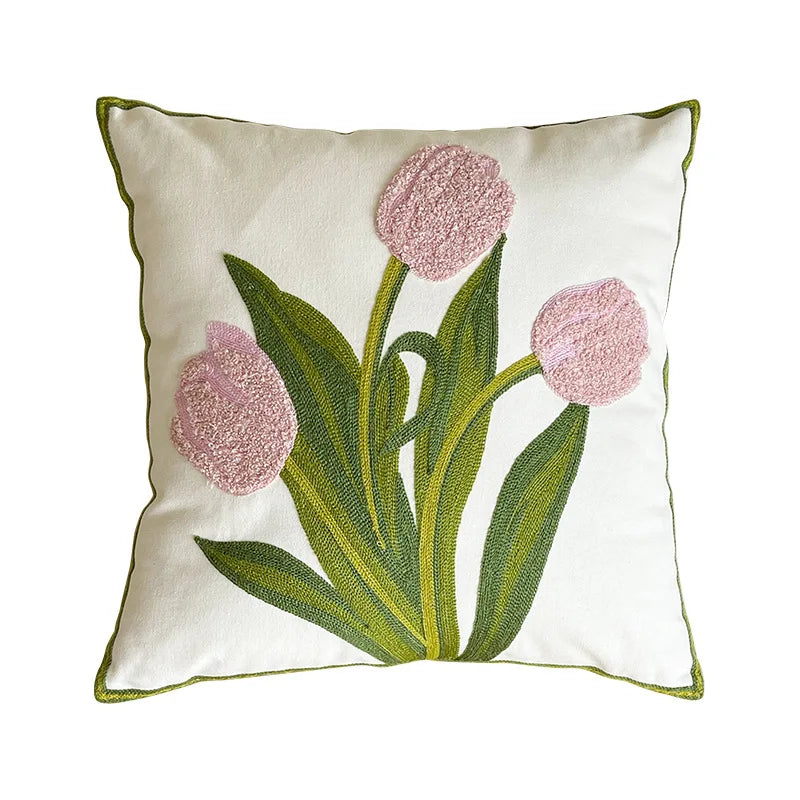 Tulpen-Kissen | Niedliches Rosa Kürbis-Kissen | Sofa-, Bett- & Dekokissen Kaufschwan®