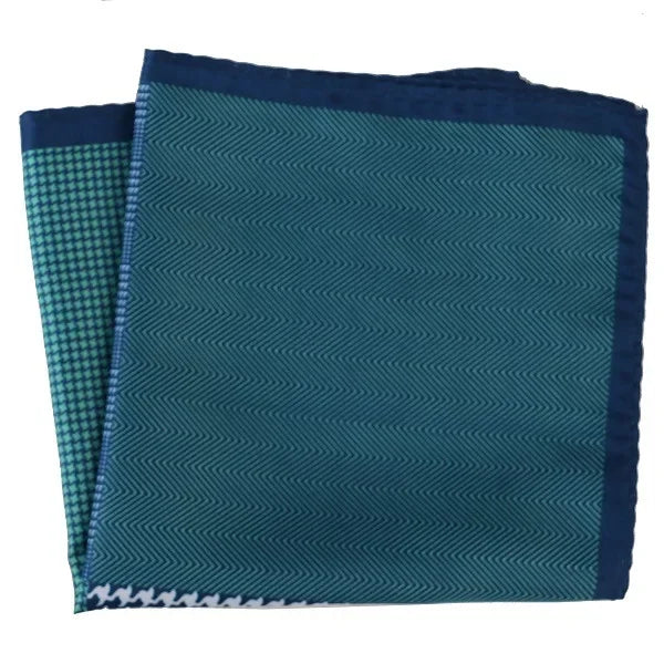 Großes 30×30CM Herren Einstecktuch – Mehrfarbig Bedruckt mit Blumen-, Paisley-, Hahnentritt- & Geometrischem Muster Kaufschwan® Petrolblau