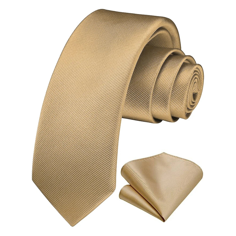 Herren Seidenkrawatten-Set – 6 cm Schmale Krawatte mit Passendem Einstecktuch | Elegantes Geschenk für Hochzeit, Business & Formelle Anlässe