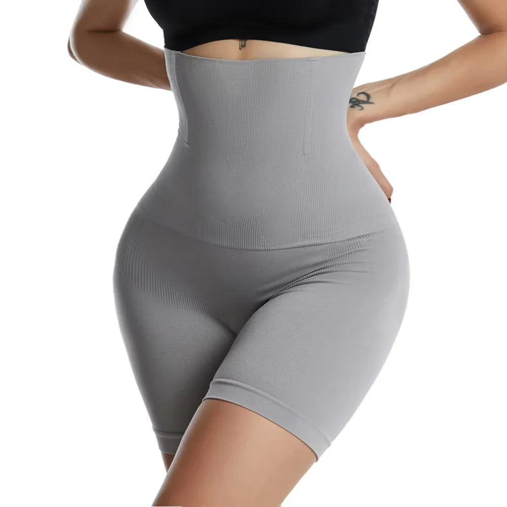 Damen High Waist Shaper Boyshorts – Bauchweg Miederhose mit Po-Lifting Effekt, Figurformende Shorts für Alltag & Sport Kaufschwan® Grau XS S