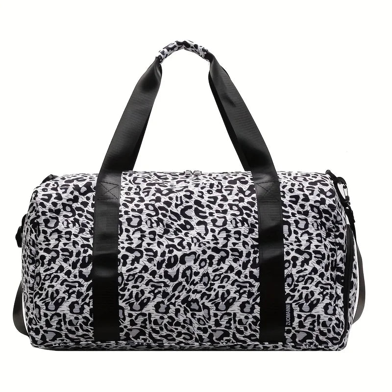 Modische Damen Leopardenmuster Tote Bag – Große Reisetasche Weekender & Overnight Bag mit Schuhfach Kaufschwan® Weiß