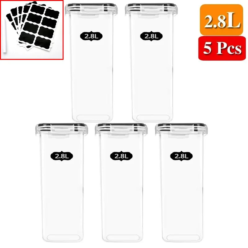 Luftdichtes Lebensmittelbehälter Set – 5-teiliges Küchen Aufbewahrungsset mit Deckel | Versiegelte Kühlschrankboxen für Nudeln & Vorräte Kaufschwan® 2.8L - 5 Stück