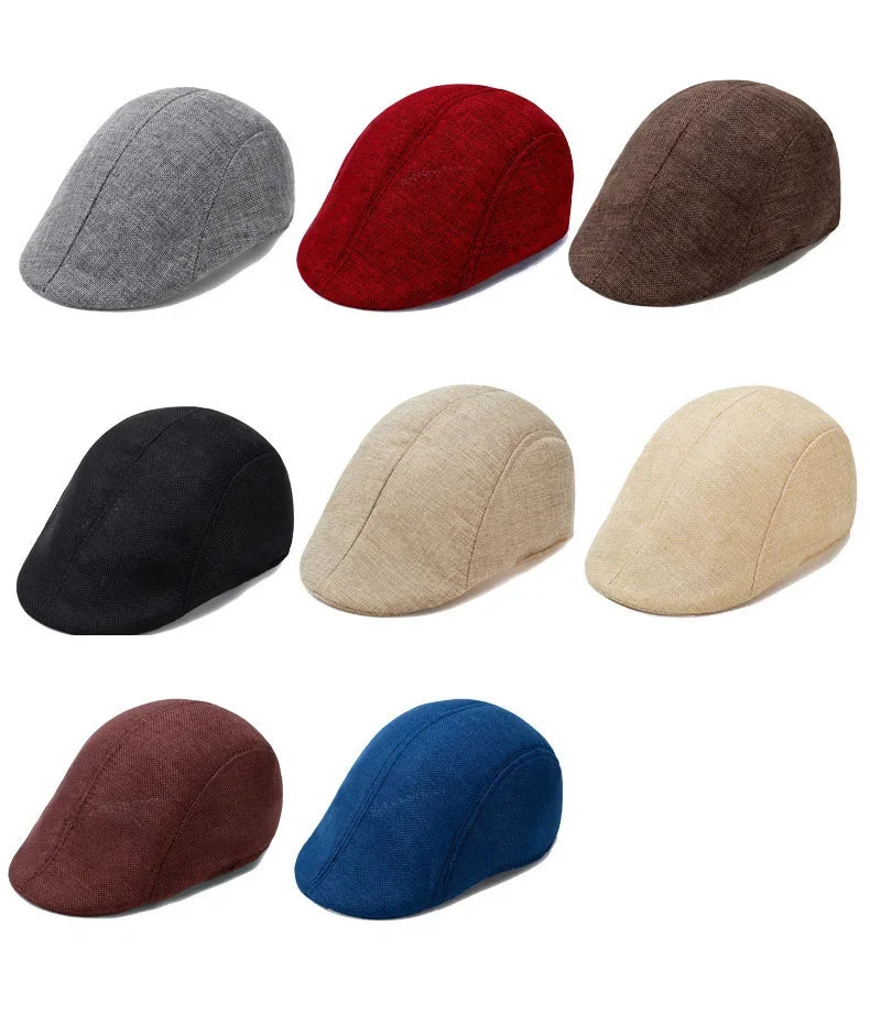 Herren Vielseitige Baumwoll-Leinen Barett Mütze | Frühling & Herbst Britische Retro Duckbill Cap | Atmungsaktive Maler Kappe Mode Accessoire Kaufschwan®