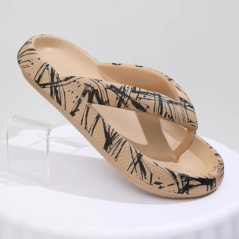 Damen Sommer Flip-Flops mit Leopardenmuster | Weiche Dicksohlen-Cloud-Slipper | Strandsandalen für Urlaub & Reisen Kaufschwan® Muster 4 44-45