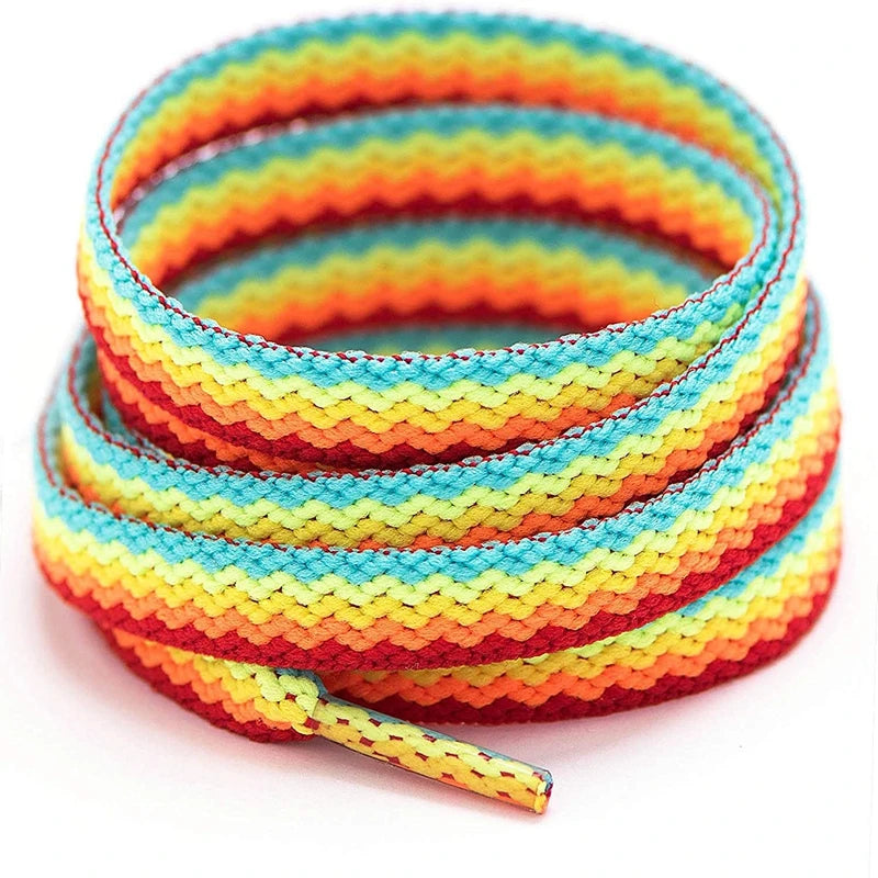 Regenbogen Farbverlauf Schnürsenkel – Bunte Flache Laces für Sneaker & Leinenschuhe | Modisches Accessoire für Low-Cut & High-Tops Kaufschwan® Design 2 100cm