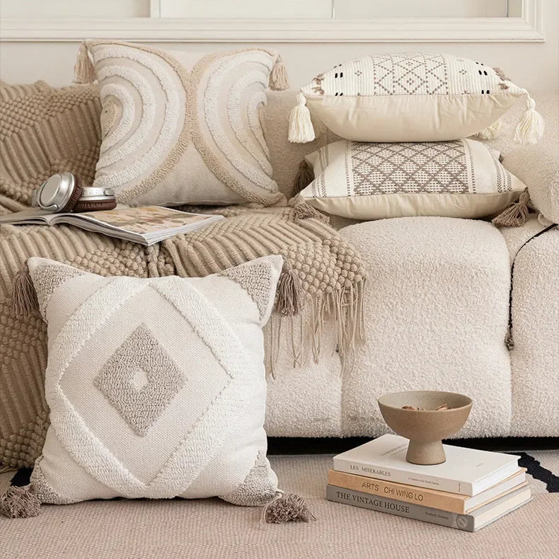 Verschiedene Kissenbezüge | Geometrisches Halbkreis Häkel-Dekokissenbezüge für Sofa & Wohnkultur Kaufschwan®
