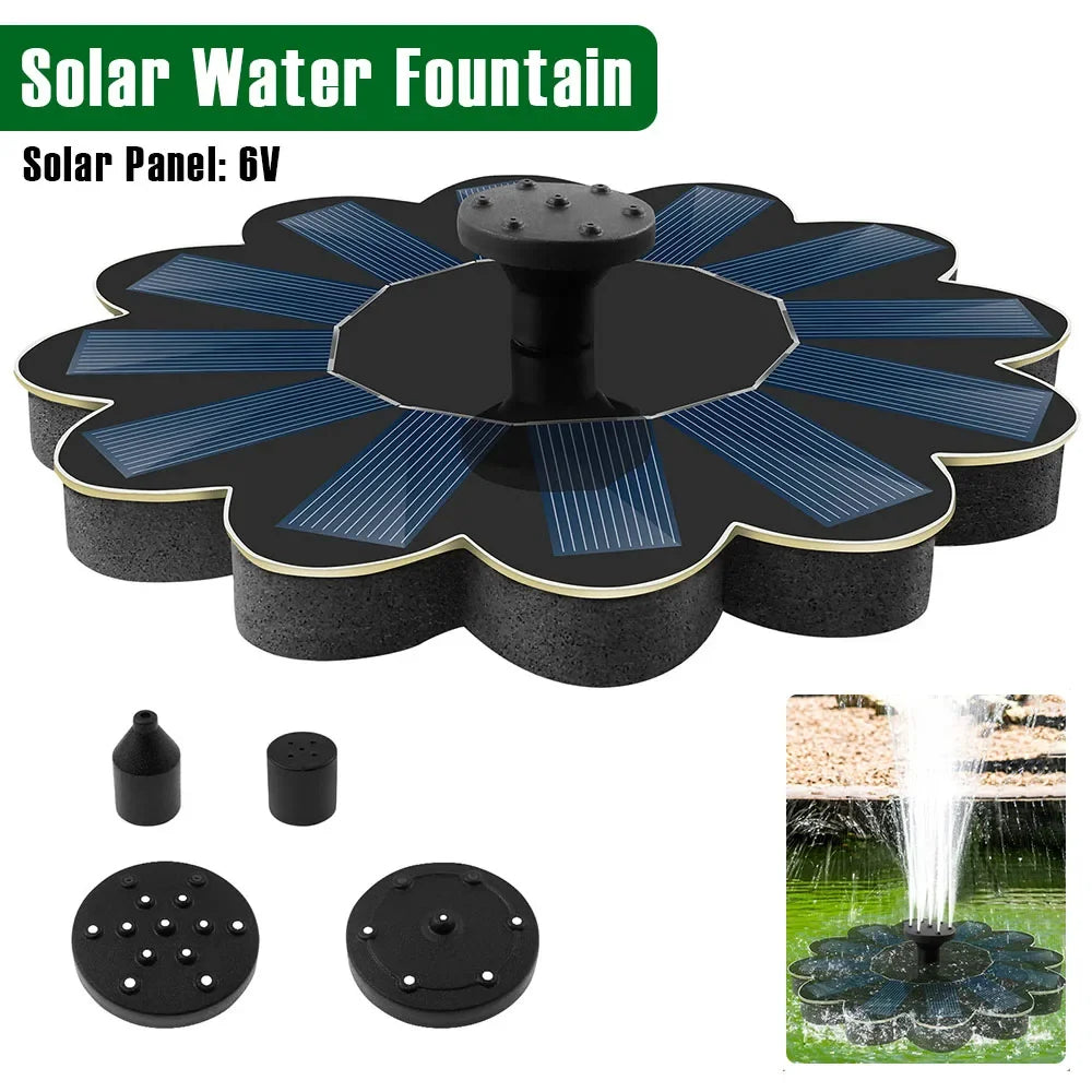 Solar-Wasserbrunnen mit Polysilizium-Solarpanel – Schwimmende Vogelbad-Fontäne mit 5 Düsen | Energiesparende Wasserpumpe für Garten & Teich Kaufschwan®