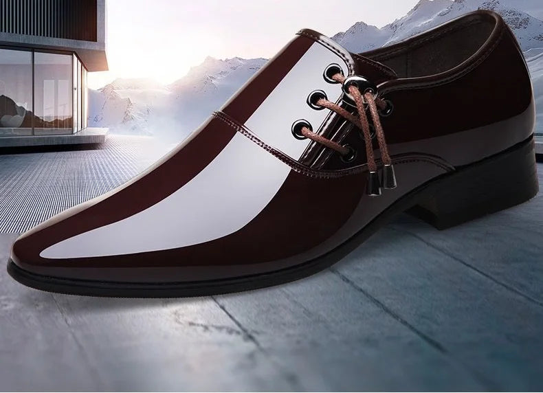 Herren Lackleder-Businessschuhe – Spitzes Design | Elegante Glanzschuhe für Frühjahr & Herbst , Hochwertige Formelle Herrenschuhe Kaufschwan®