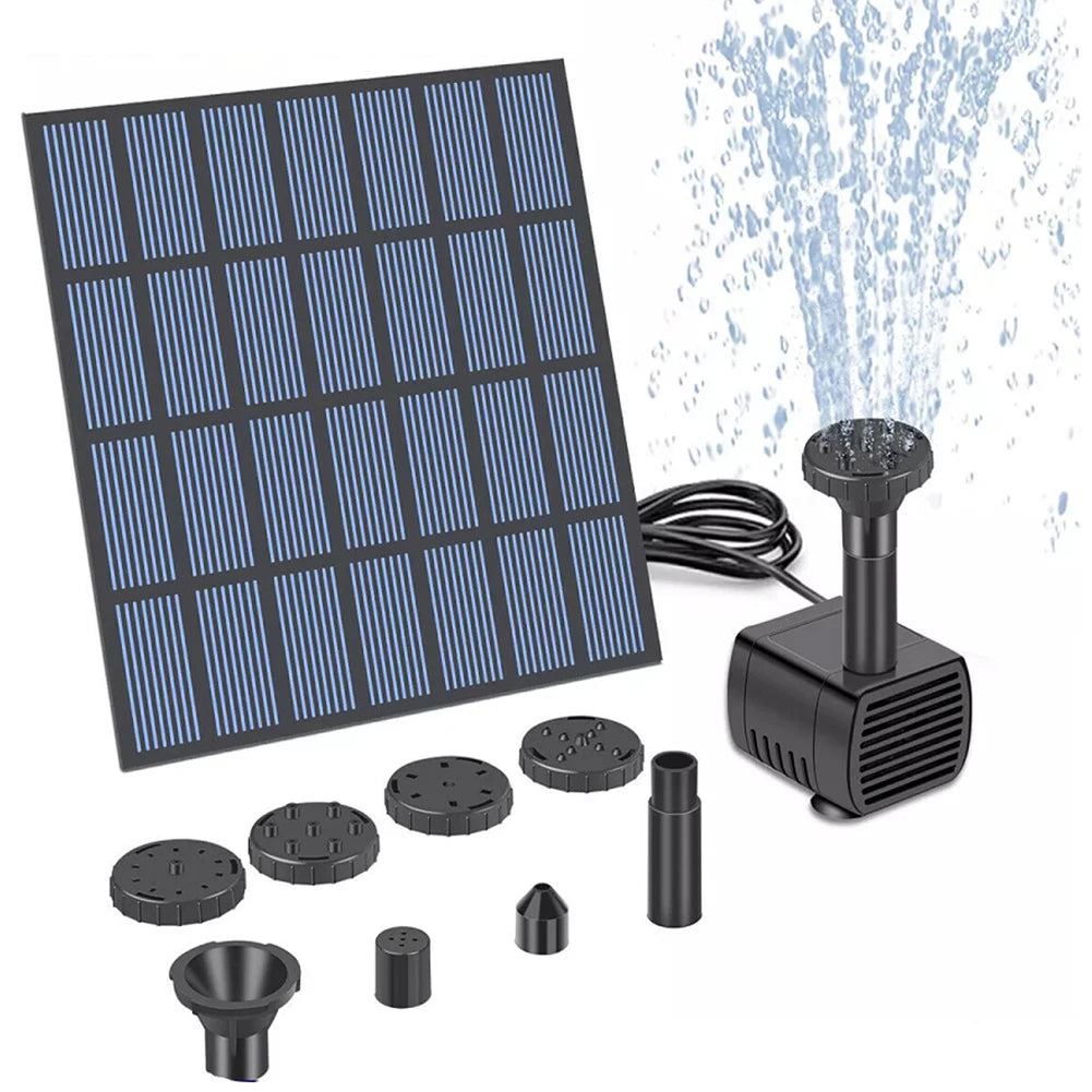 Solar-Wasserbrunnenpumpe mit Düsen – Solar-Teichpumpe Set | Für Garten, Pool, Teich & Aquarium Kaufschwan®